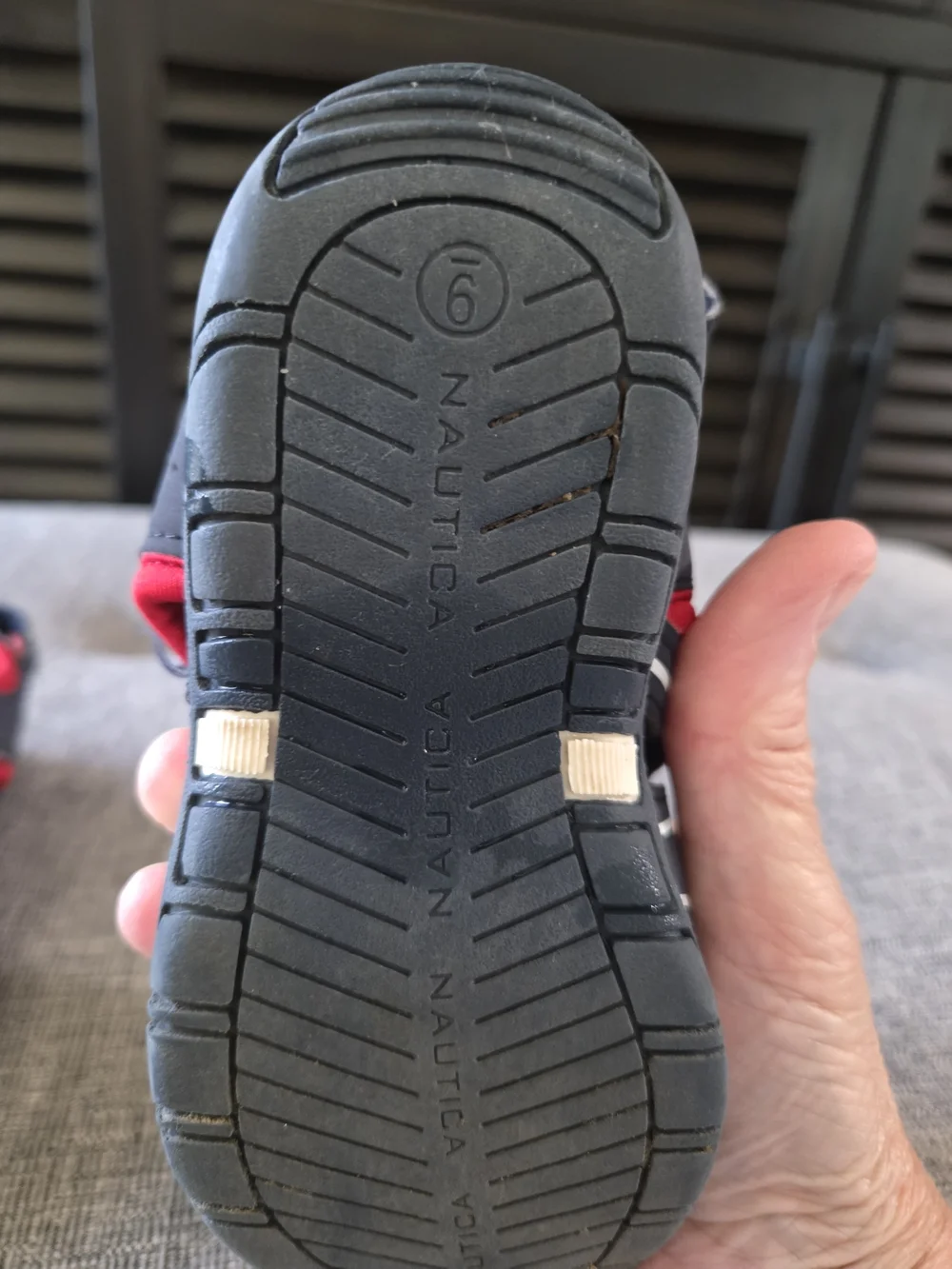 NAUTICA Toddler Boys Black Red Velcro Close Sandals Size 9 Close-Toe